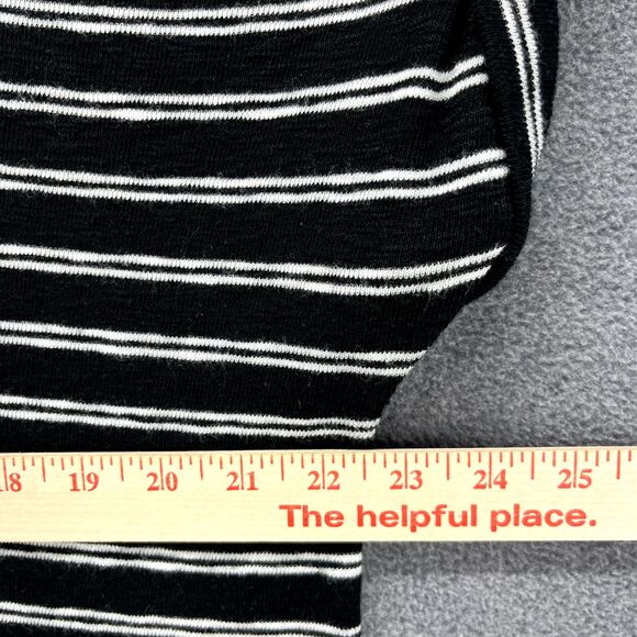 A New Day Top Womens Extra Large Black White Striped Short Sleeve open back tied - Picture 8 of 15